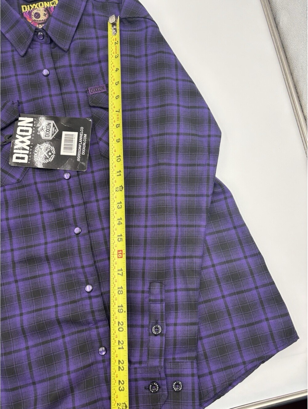 Dixxon Flannel Voodoo Women’s Large Purple and Black Plaid Patterned New! - Picture 9 of 9